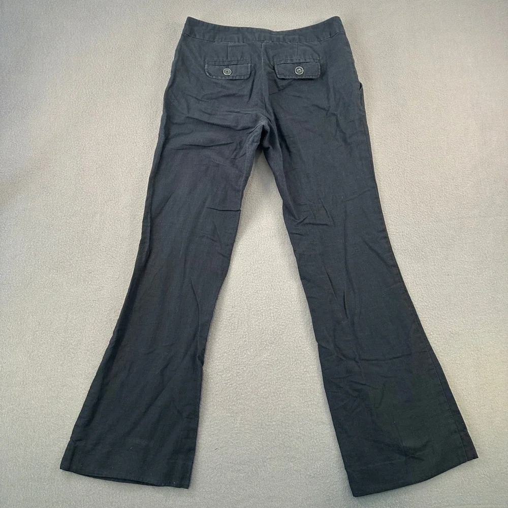 Banana Republic Black Linen Cotton Blend Flare Leg Trousers Pants 2 895429-01